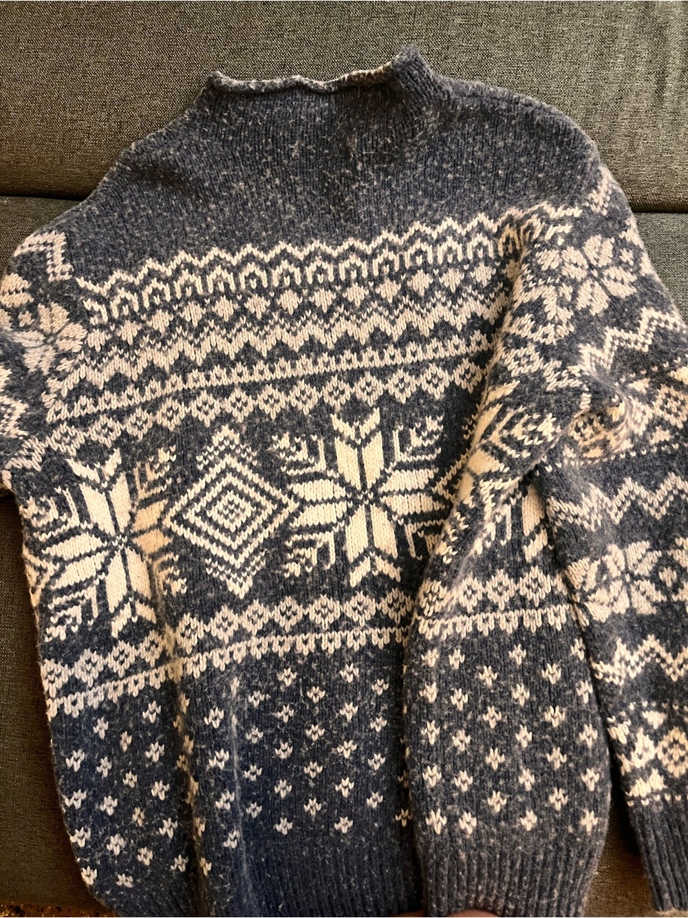 Vineyard Vines L Fair Isle Merino Wool Nordic Winter Sweater Blue White unisex